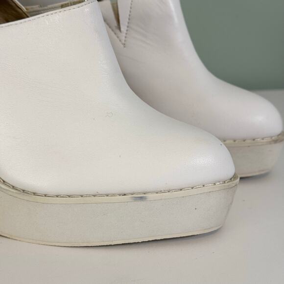 Windsor Smith POP Platform Womens 7 White Leather Block Heel Ankle Buckle Almond - Picture 12 of 14